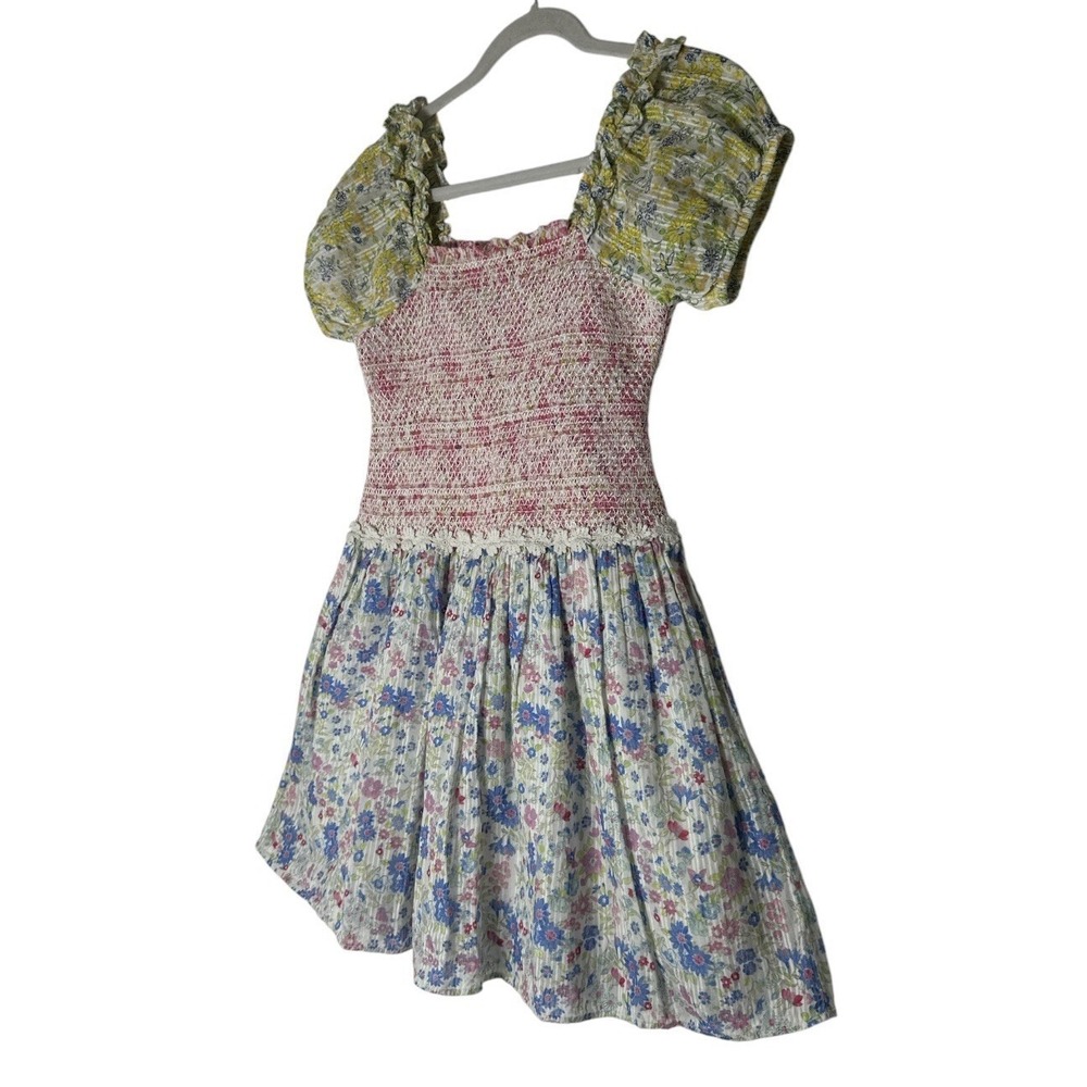 Loveshackfancy Dress Girls Size 10Y Floral Short Sleeve Smocked Lined Party - Picture 5 of 9